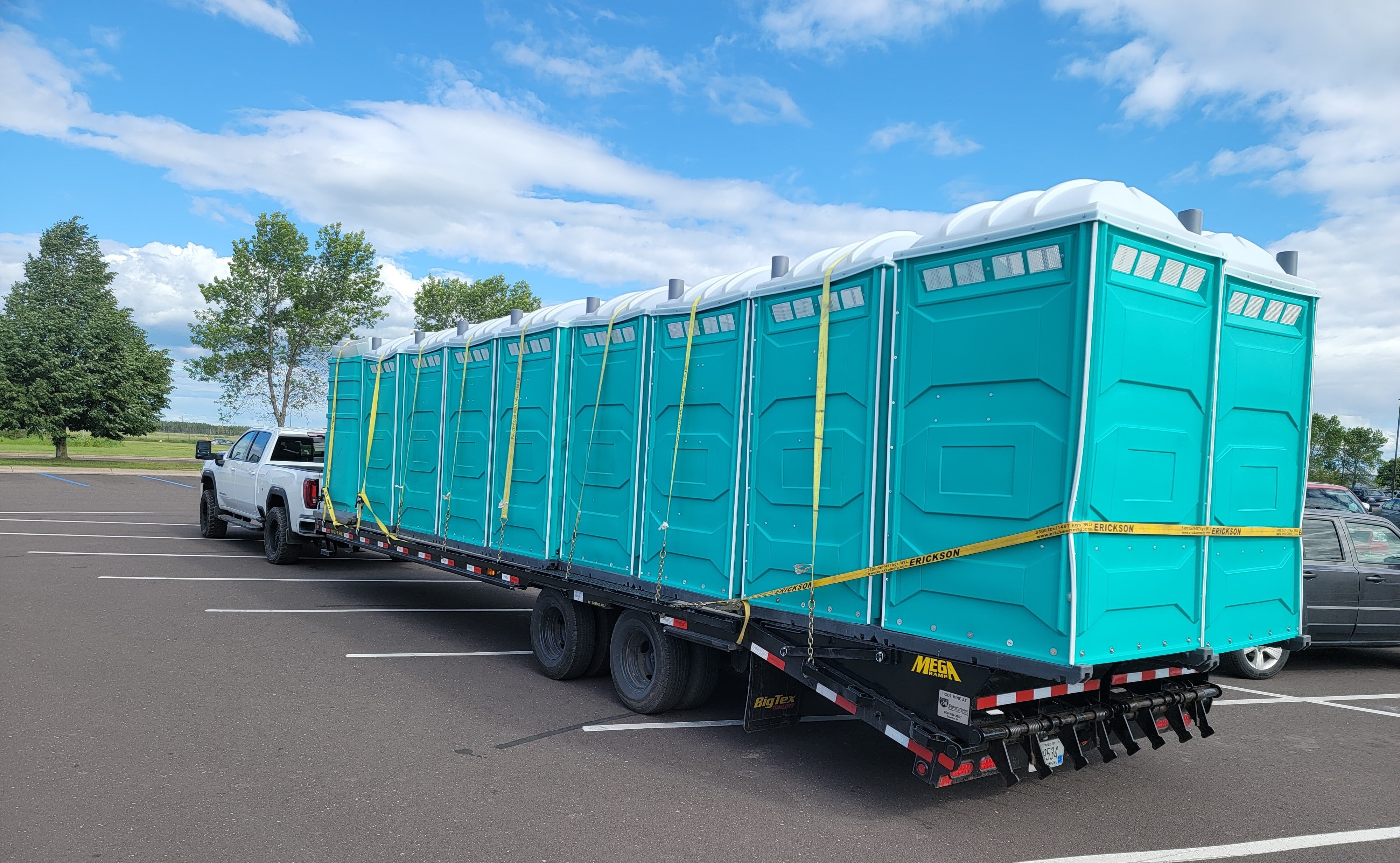 Portable Restrooms Being Transported